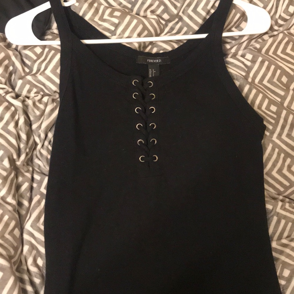 FOREVER 21 Black Lace Up Dress